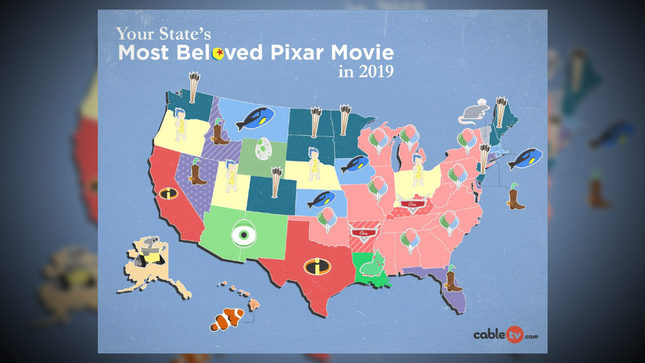 This map shows you the most popular Pixar movie in each state